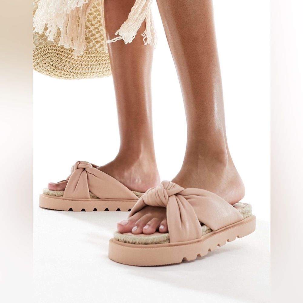 ASOS Design Jemima Cross Strap Espadrille Knotted Blush Sandals Size 9 NEW
